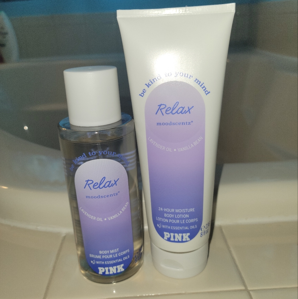 Victoria's Secret Pink Relax Body Cream and Mist Full Size Bundle. Brand New